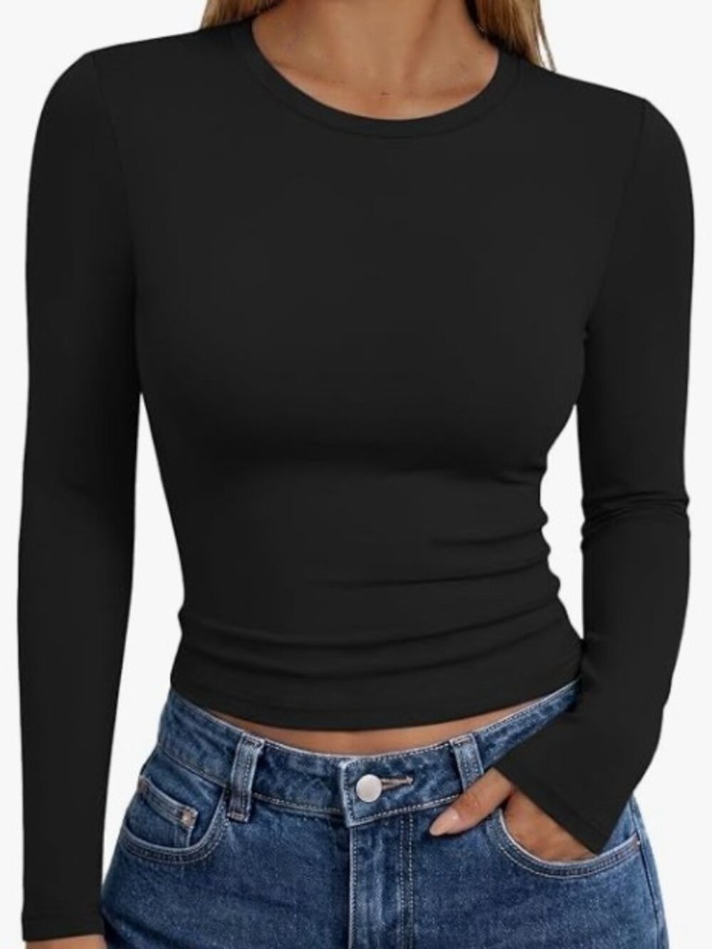 Women's Size XS Trendy Queen Black Ultra Soft Long Sleeve T Shirt, Like New!